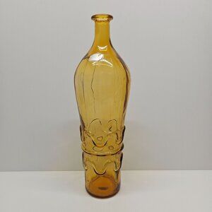 Vintage Empoli Rossini Italy Amber Glass Squiggly Glass Decanter